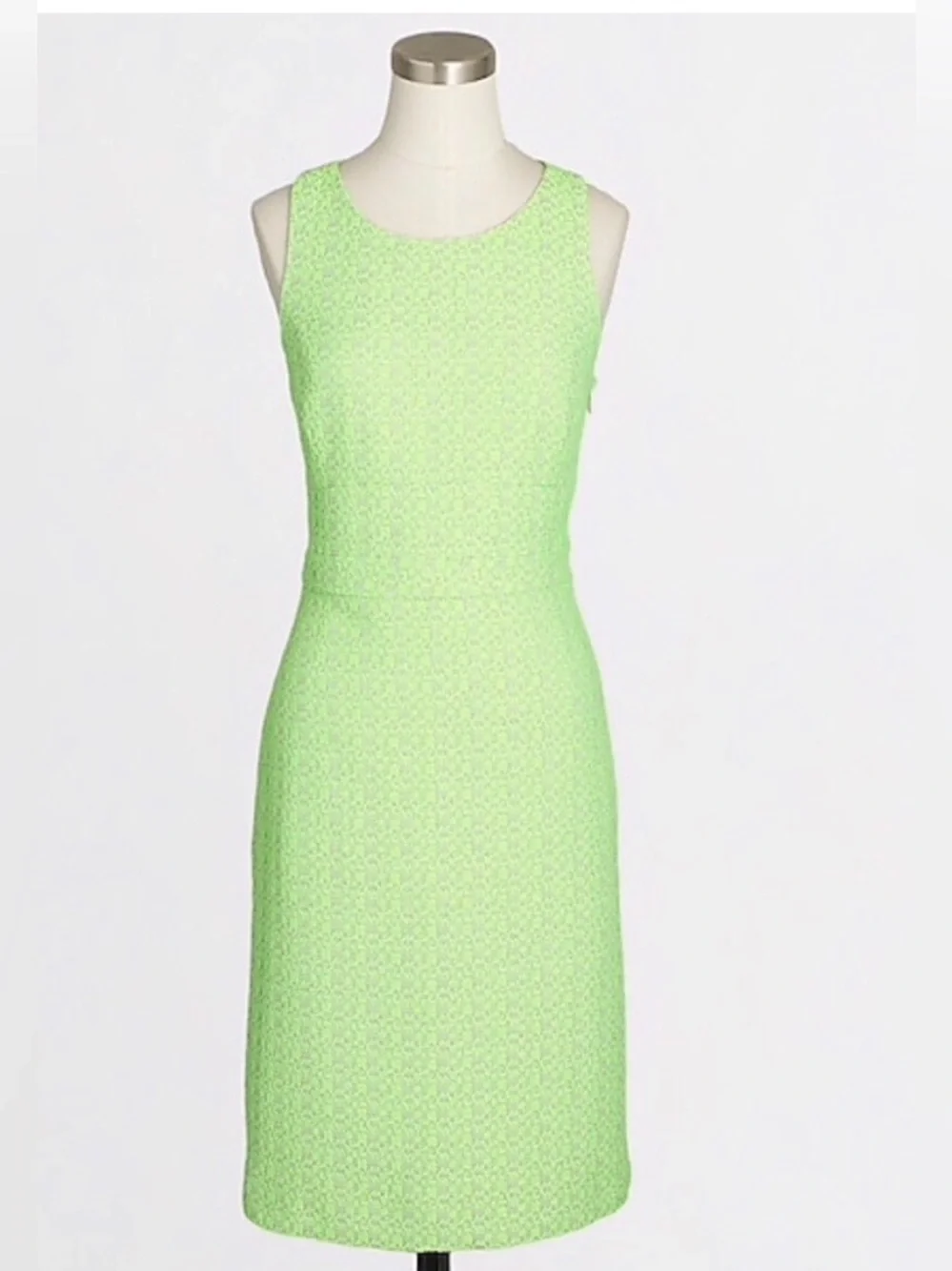 J Crew Razorback Tweed Dress Neon Green Size 0